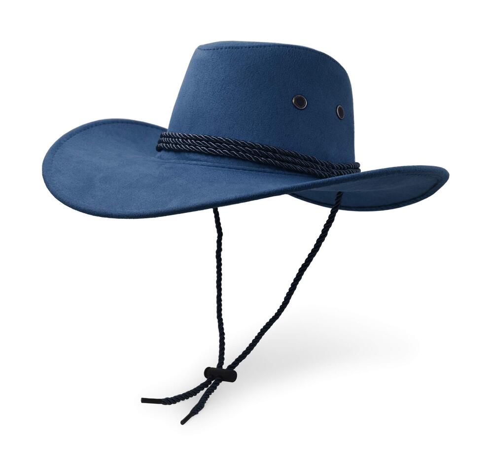 8173 Cowboy Hat, Sun Hat Faux Felt Leather Suede Travel Cap Western Hat